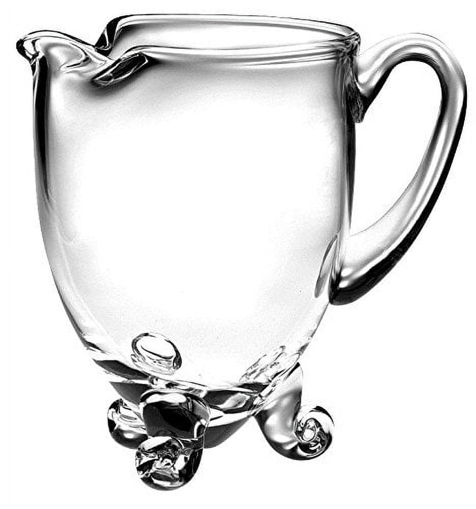 Barski Handmade Round Footed Glass Pitcher with handle, With Spout, Ice Lip, 26 oz., 6.25"H, Made in Europe