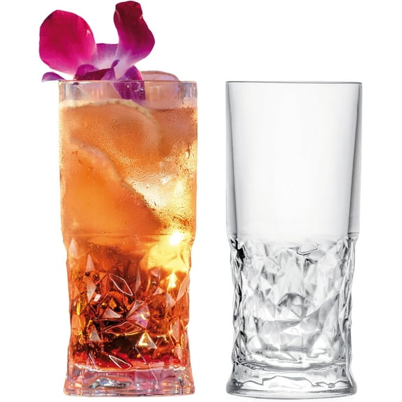 Barski Highball Glass - Drinking Glasses - Set of 2 - Hiball Tumblers - Glass Crystal Tumbler - for Water, Juice, Beer, Mixed Cocktails, Mojito Glass, Tom Collins Bar Glassware, 11 oz, Made in Europe