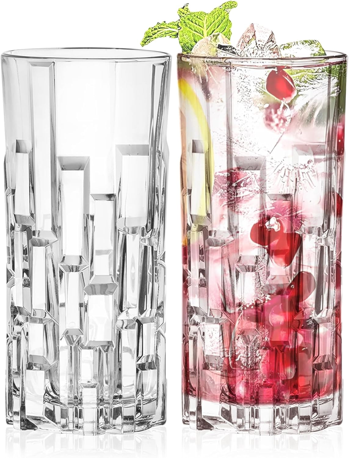 acrylic drinking glasses Oval Halo Acrylic Glasses Drinking Set Of 4 Hi Ball 15Oz , Plastic Drinking Glasses, Bpa Free Cocktail Glasses, Drinkware Set, Plastic Water Tumblers