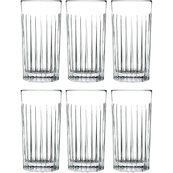 Barski Highball - Glass - Set of 6 - Hiball Glasses - Crystal Glass - Beautifully Designed - Drinking Tumblers - for Water, Juice, Wine, Beer and Cocktails - 15 oz Made in Europe
