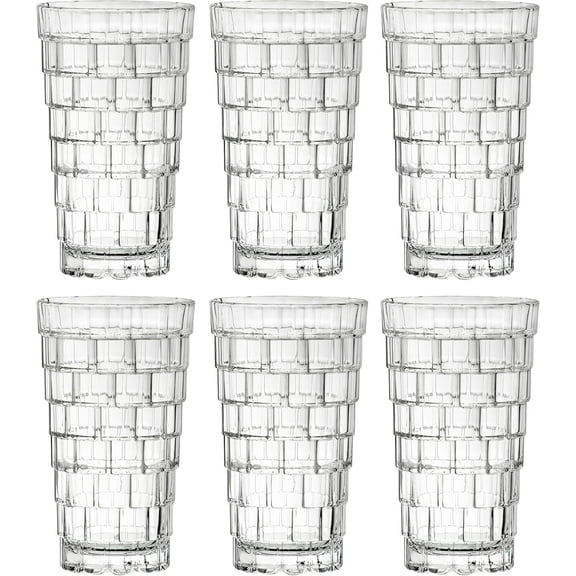 Barski Highball - Glass Tumbler - Set of 6 - Hiball Glasses -Stackable - - Crystal Glass - Drinking Tumblers - for Water, Juice, Wine, Beer and Cocktails - 13 oz Made in Europe