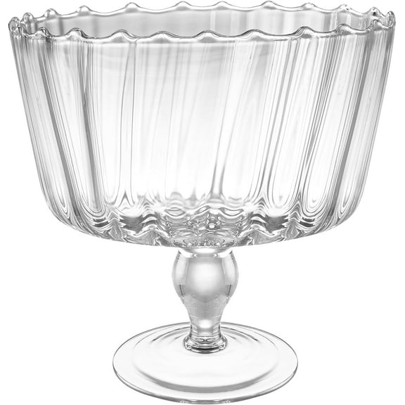 Barski Large Glass Trifle Bowl, with Scallop Design - 9" D - European Beautiful Hand Made Glass - 168 oz (over 5 quarts) Clear