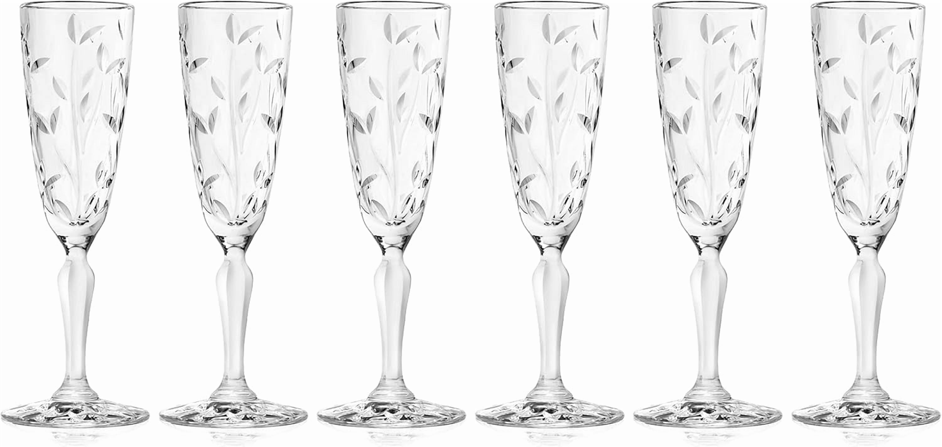 Barski Crystal Champagne Glasses – Set of 6 European-Made Toasting Flutes, 5.4 oz, Clear