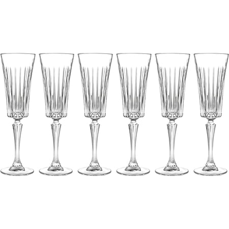 Barski Toasting Flute Glass -Champagne - Flutes - Set of 6 Flute Crystal Glasses - Wedding Toasting Flutes - Designed - 7 oz Made in Europe