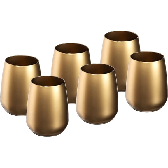 Barski Tumbler Glass - Double Old Fashioned - Set of 6 Glasses - Gold DOF Rock tumblers - Stemless Crystal Glass For Whiskey - Bourbon - Beverage - Drinking Glasses - 13 oz. - Made in Europe