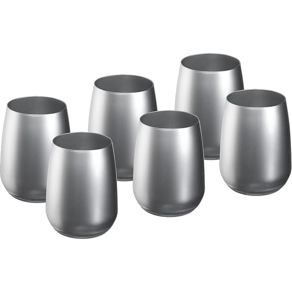 Barski Tumbler Glass - Double Old Fashioned - Set of 6 Glasses - Silver DOF Rock tumblers - Stemless Crystal Glass For Whiskey - Bourbon - Beverage - Drinking Glasses - 13 oz. - Made in Europe