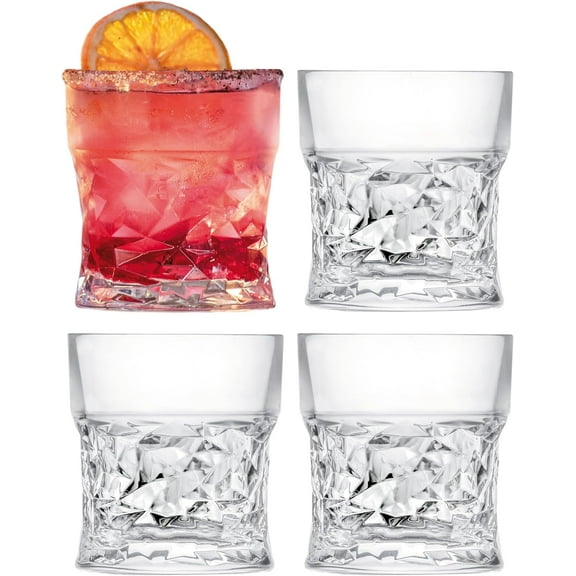 Barski Whiskey Glasses - Double Old Fashioned Rocks Glass - Set of 4 Lowball Tumbler - DOF Crystal Glass Tumblers- For Scotch - Bourbon - Water - Beverage - Drinking Glasses - 10.5 oz, Made in Europe