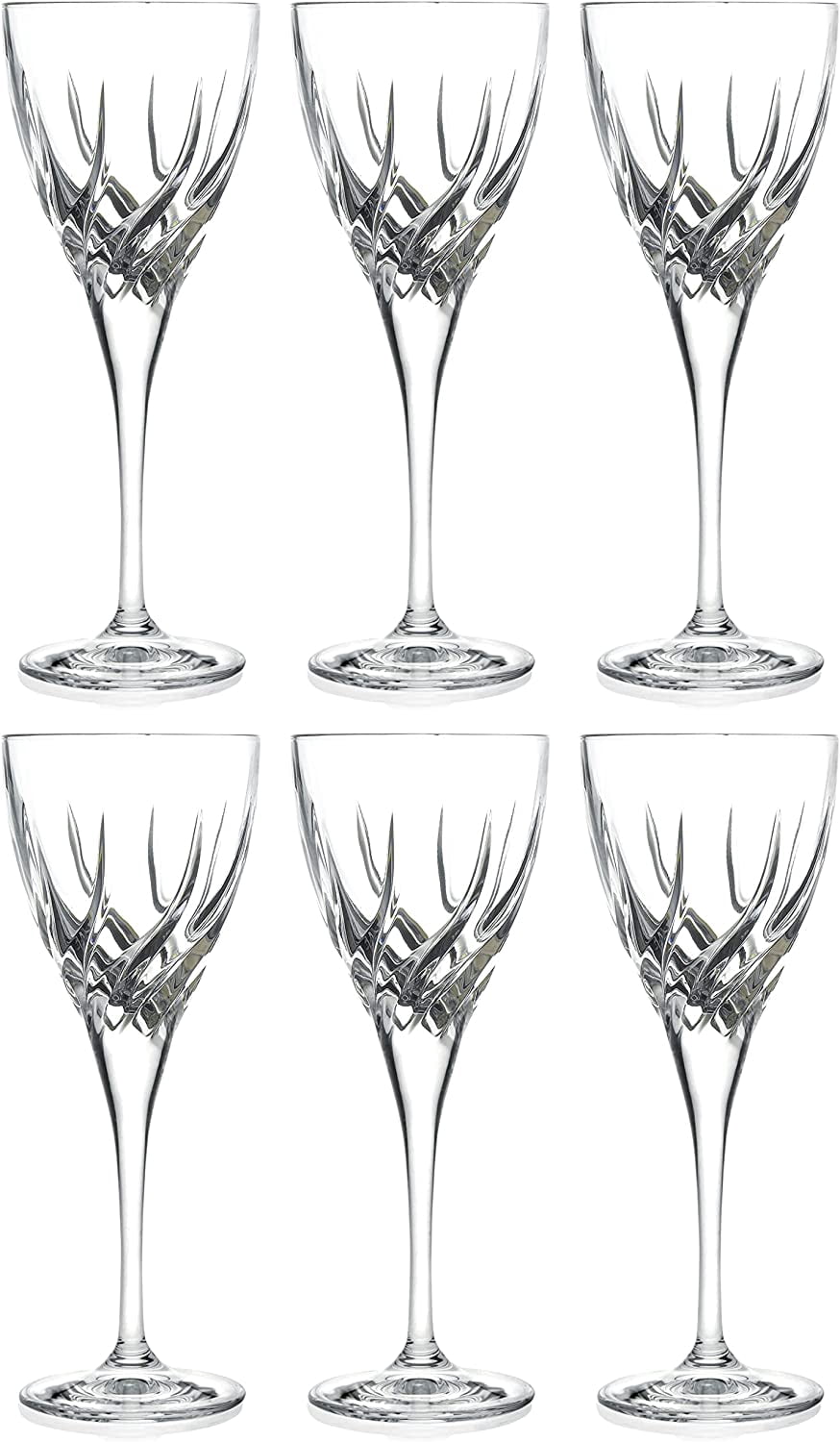 Barski Wine Glass - Goblet - Red Wine - White Wine - Water Glass - Stemmed Glasses - Set of 6 Goblets - Crystal like Glass - 6 oz. Beautifully Cut Designed Made in Europe