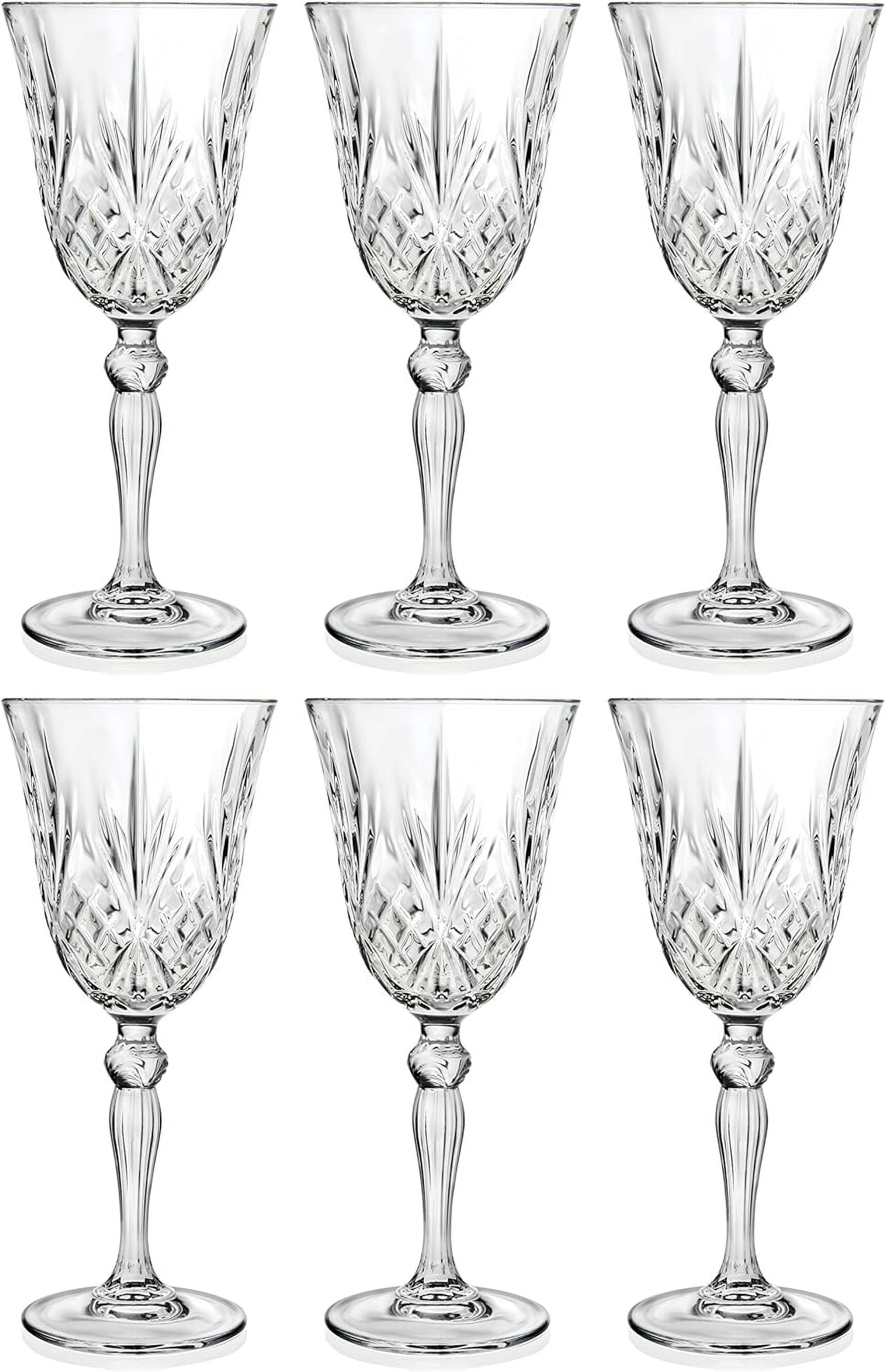 Barski Wine Glass - Goblet - Red Wine - White Wine - Water Glass - Stemmed Glasses - Set of 6 Goblets - Crystal like Glass - 9 oz. Beautifully - Cut Crystal - Designed Made in Europe