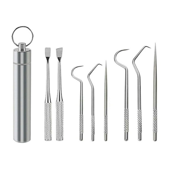 Barsme 304 Metal Tooth Picking Tool Stainless Steel Toothpick Portable Oral Tooth Cleaning Tool Set
