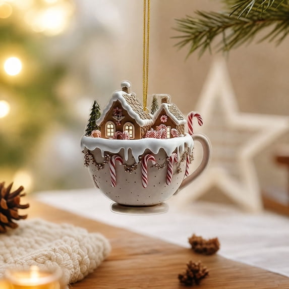 Barsme Snowy Christmas Cabin Christmas Hanging Ornament,Vintage Warm and Cozy Christmas House Hanging Ornament, Festive Tree Decoration For Bedroom Hallway Patio And Holiday Party Display