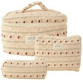 thumbnail image 1 of Barsme makeup bag 3 Pcs Cotton Quilted Makeup Bag Set Floral Cotton Cosmetic Bag Toiletry Travel Organizer Bag For Women Girls, 1 of 9