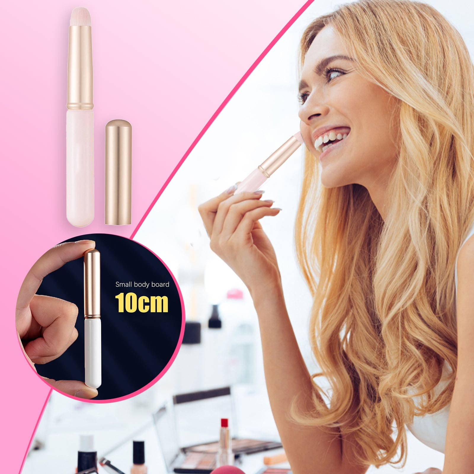 Barsme makeup brushes Round Head Lip Brush With Lid, Lip Brush, Mini Portable Lipstick Brush