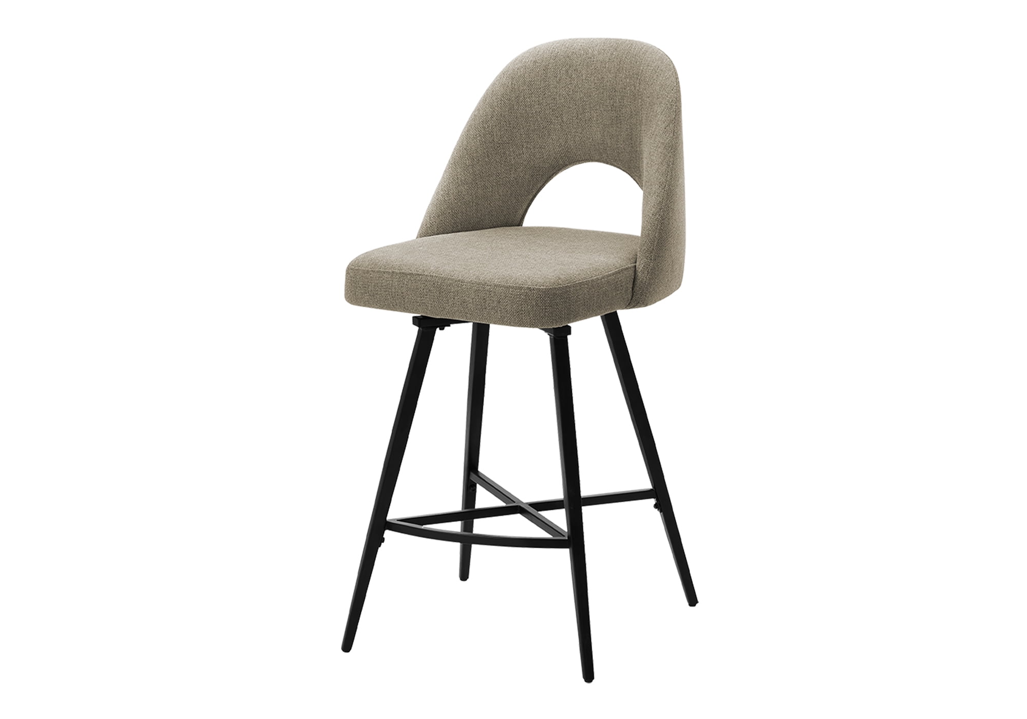 Monarch Specialties - I 1254 Barstool, 39" Height, Set Of 2, Swivel, Kitchen, Beige Fabric