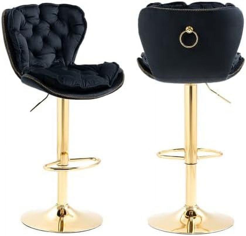 Barstool Adjustable Counter Height Velvet Stool with Metal Base