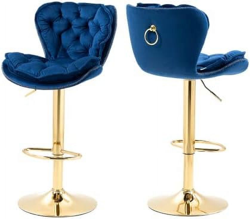 Barstool Adjustable Counter Height Velvet Stool with Metal Base