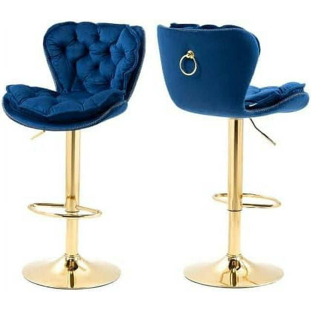 Barstool Adjustable Counter Height Velvet Stool with Metal Base