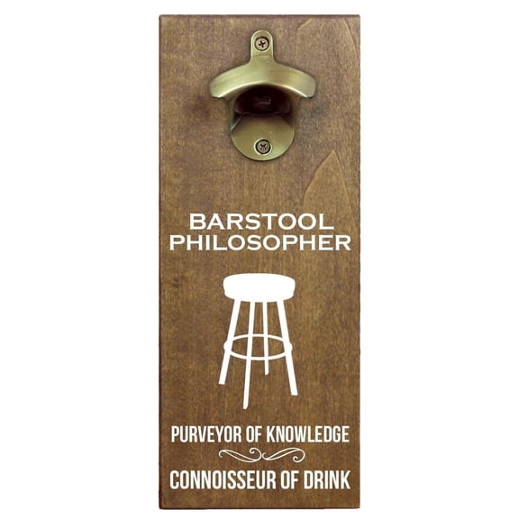 Torched Barstool Philosopher Bottle Opener Magnetic Cap Catcher 12"x5"x2.5"