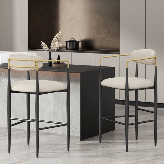 Barstool Set (2 Units) | Suits Modern Interior Settings | Iron Frame and Comfortable Leather | Solves Durability Challenges
