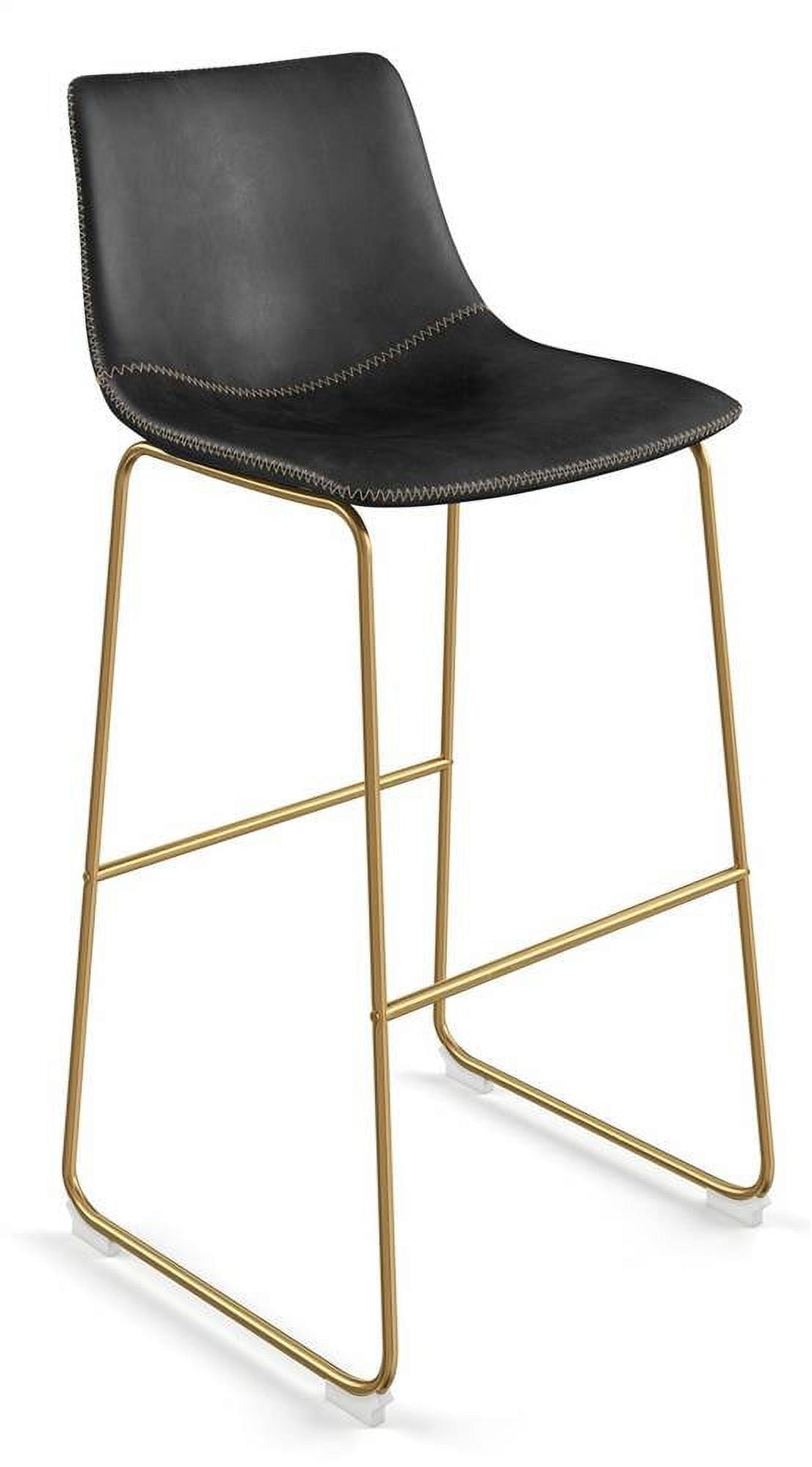 Vintage Flare Modern Touch Faux Leather Barstool with Gold Legs