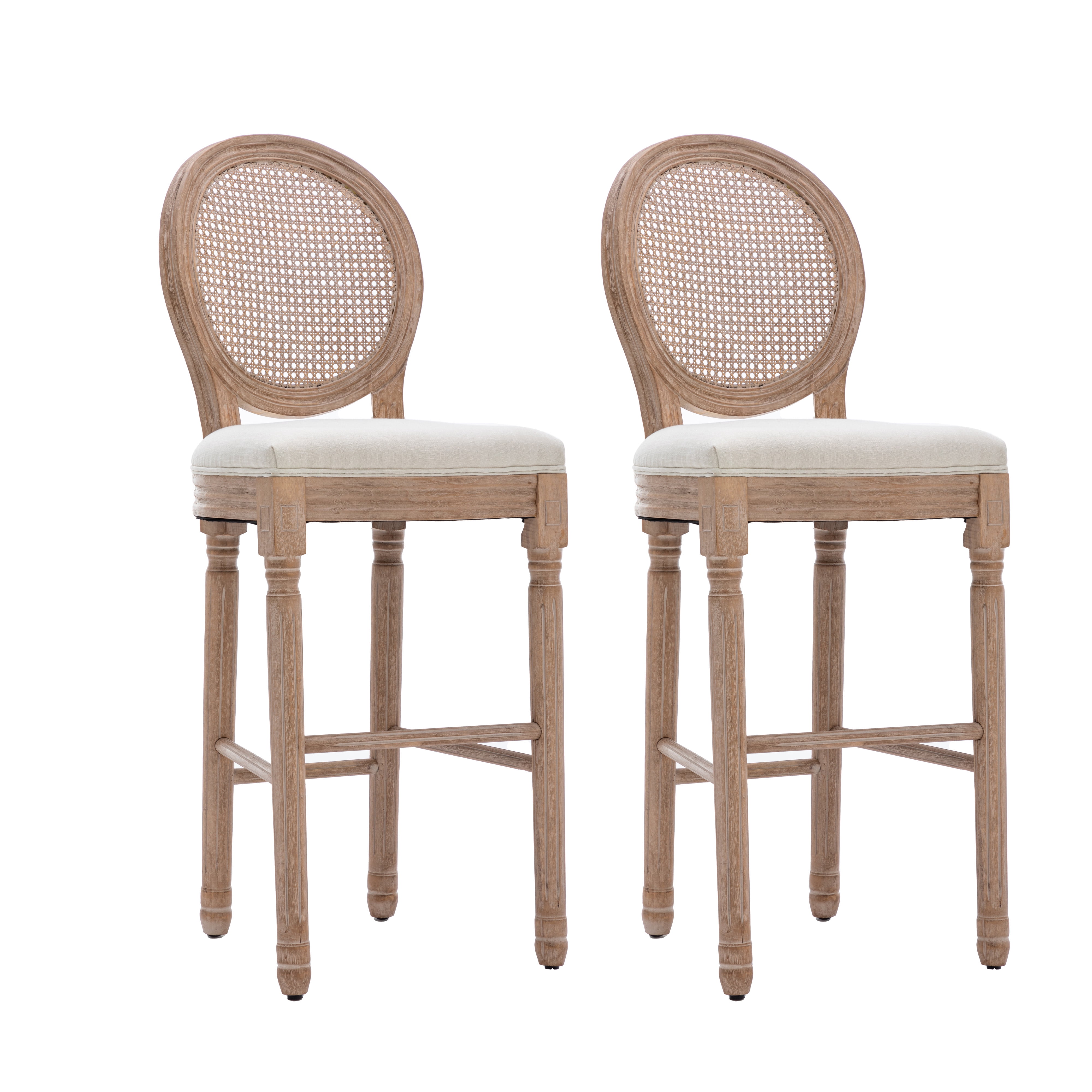 Barstools Bar Height Set of 2 French Country Wooden Bar Stools with