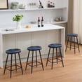 thumbnail image 1 of Barstools Counter Stools Set of 4, Backless Saddle Stools Leather Counter Height Stools, 24 inch Modern Bar Stools for Kitchen Island, Navy Blue, 1 of 8