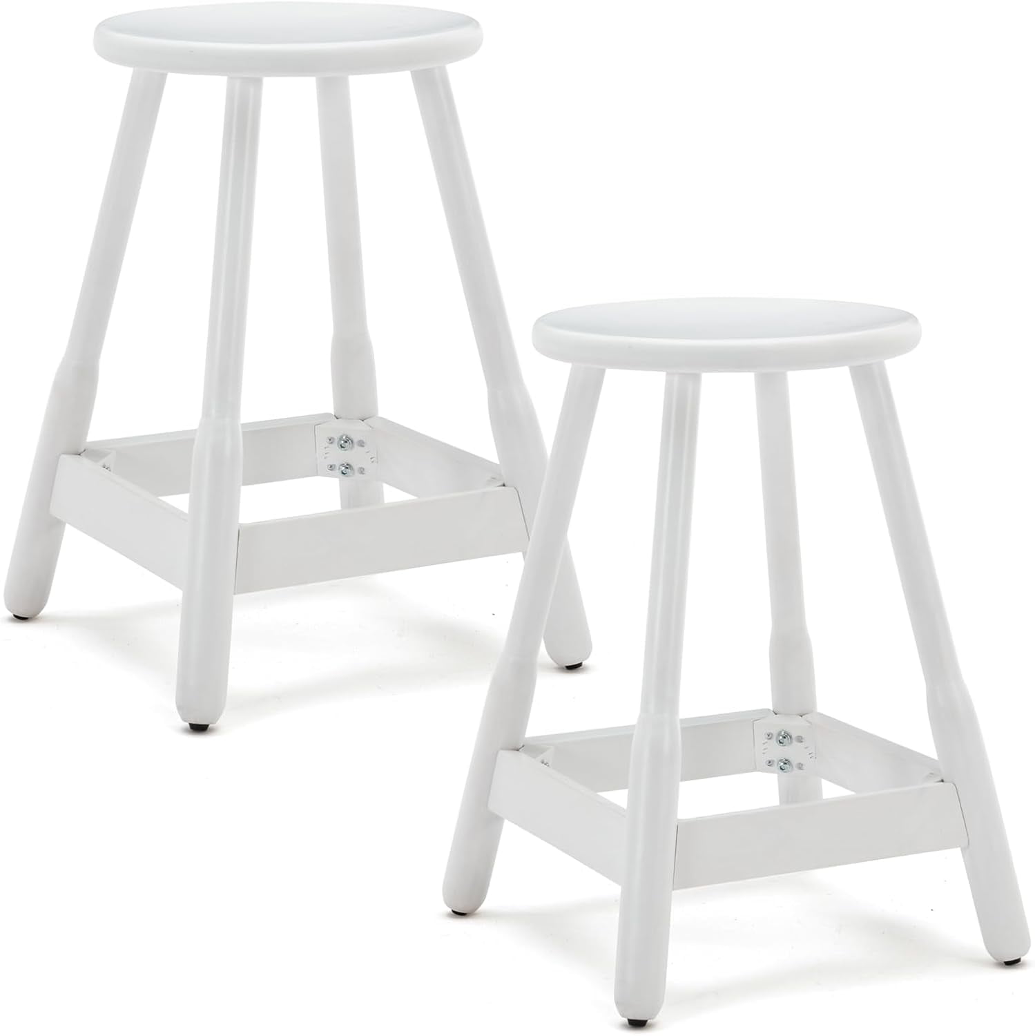 Barstools Round Seat Solid Wood Bar Stools 24Inch Height with Footrest