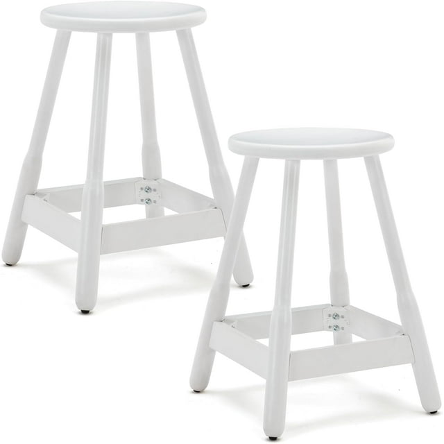 Barstools Round Seat Solid Wood Bar Stools 24Inch Height with Footrest