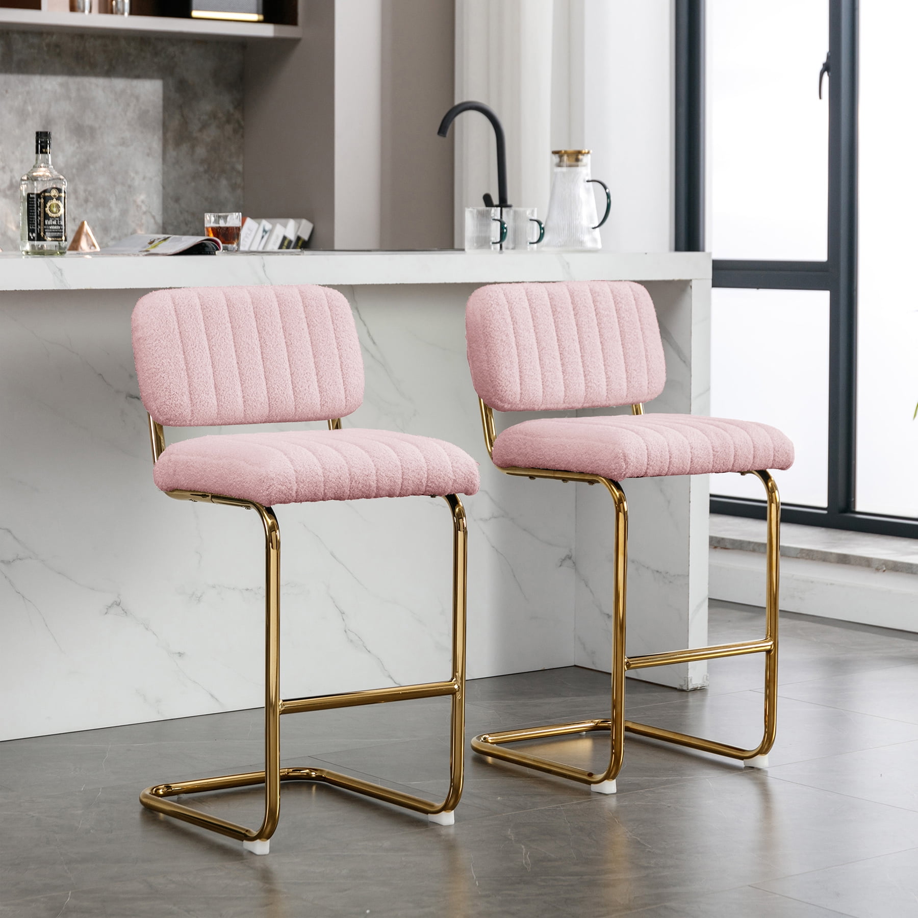 Barstools Set of 2, MidCentury Modern Counter Height Bar Stools, Teddy