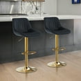 thumbnail image 1 of Barstools Set of 2, Swivel Counter Height Adjustable Barstools with Back, Upholstered PU Leather Bar Chair with Footrest, Modern Armless Kitchen Island Stool, Black, 1 of 8