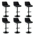 thumbnail image 1 of Barstools Set of 6, Swivel Counter Height Adjustable Barstools with Back, Upholstered PU Leather Bar Chair with Footrest, Modern Armless Kitchen Island Stool, Blcck, 1 of 1
