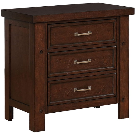 Barstow 3-drawer Rectangular Nightstand Pinot Noir
