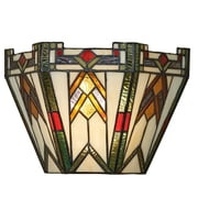 Barstow Wireless LED Stained Glass Wall Sconce Ivory And Green Tones