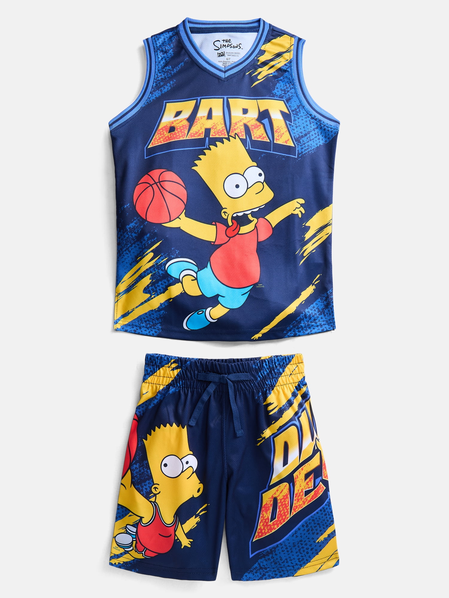 Bart Simpson Boys Basketball Jersey and Matching Shorts Set, 2-Piece, Sizes 4-12