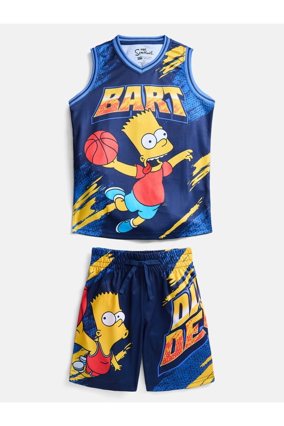 Bart Simpson Boys Basketball Jersey and Matching Shorts Set, 2-Piece, Sizes 4-12