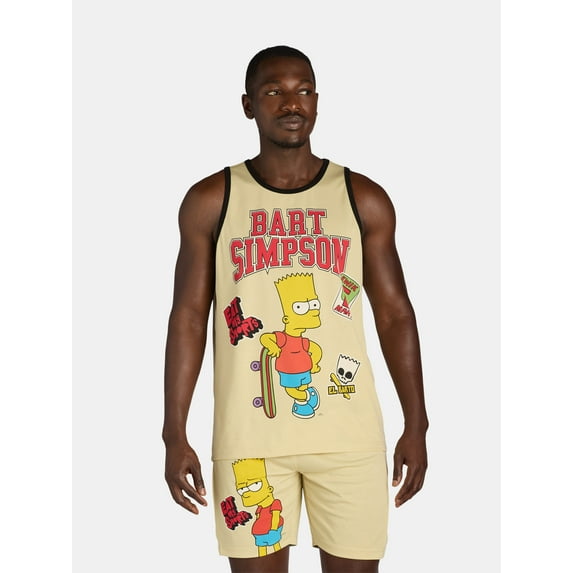 Bart Simpson Men's Front and Back Graphic Basketball Jersey, Sizes S-XXL