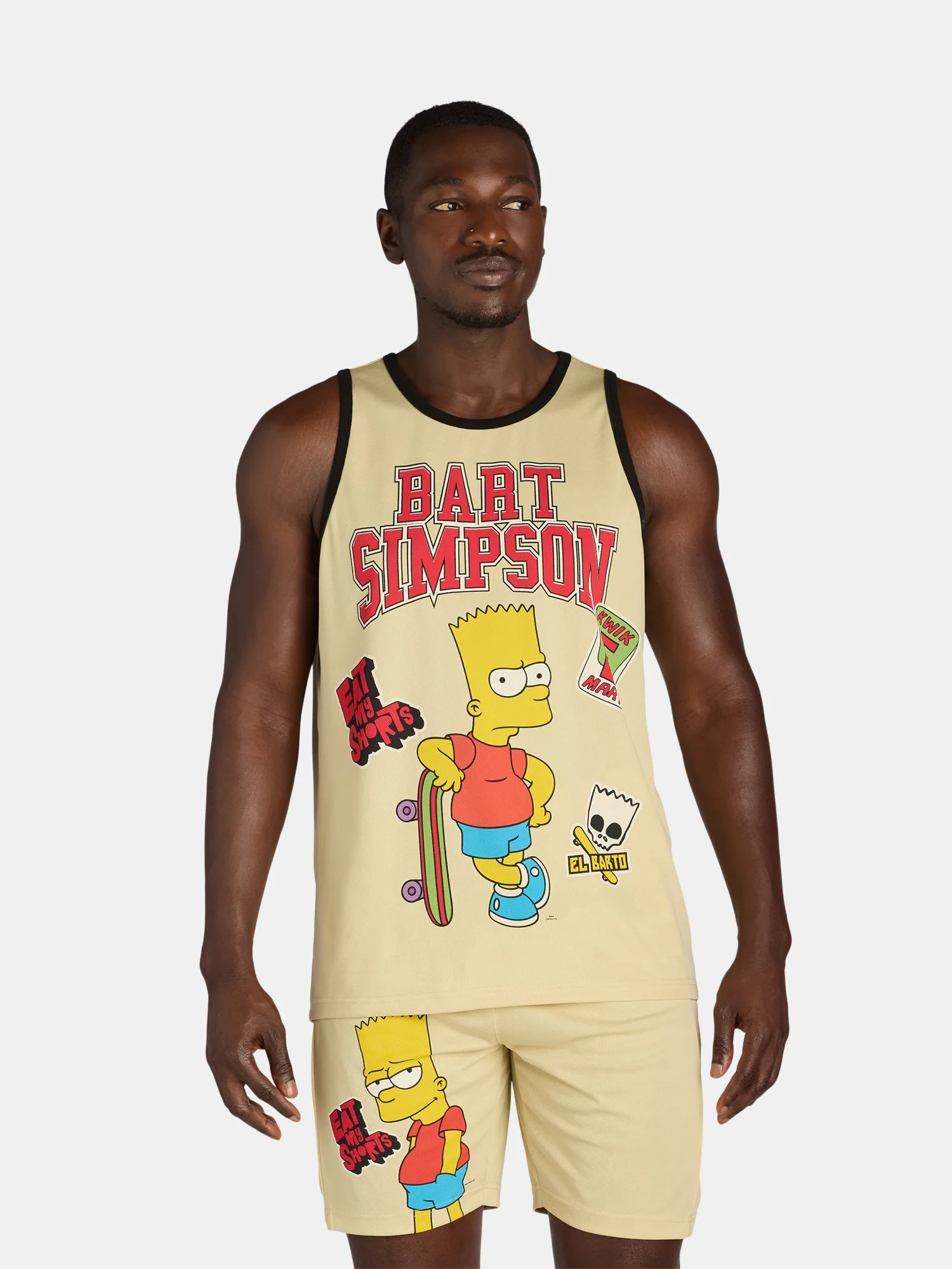 トップス ROUND TWO the simpsons bart basketball T Bart Simpson Men's Front and Back Graphic Basketball Jersey