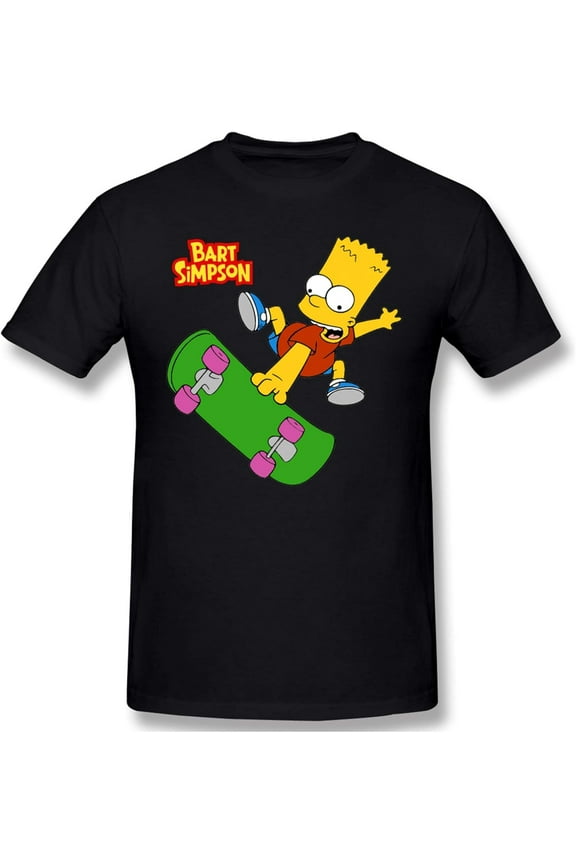 Bart Simpson t Shirts for Men Short Sleeve Fashion tees top Black Small