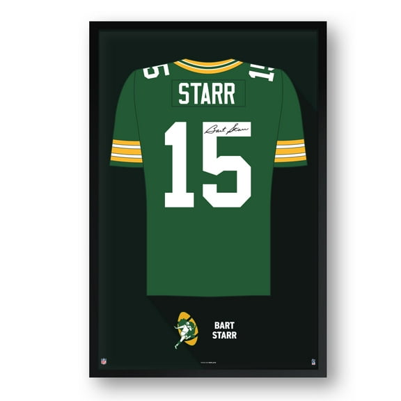 Bart Starr Green Bay Packers Framed 27" x 39" Retired Jersey Art Print