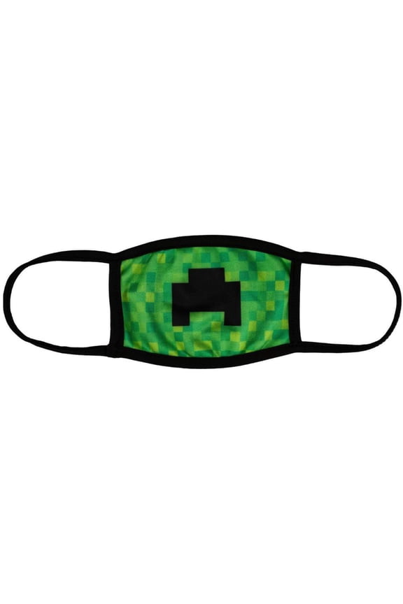 Kids Reversible 2 Ply Polyester Reusable Washable Face Mask Cover w/ Filter Slot, Small, Minecraft Creeper