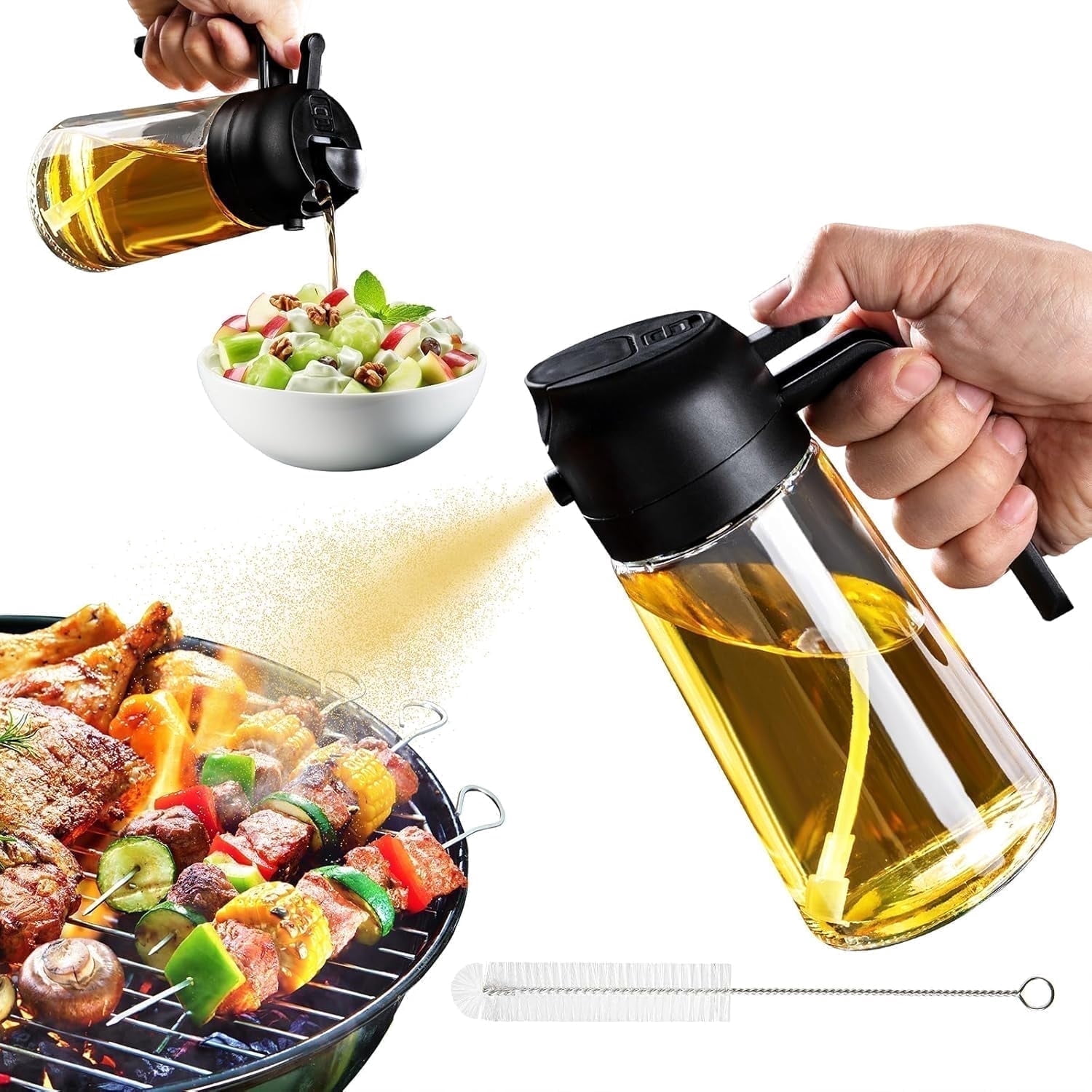 Bartans 16 oz Refillable Oil Sprayer, Mister, Spritzer and Dispenser, Plastic Cooking Spray Bottle