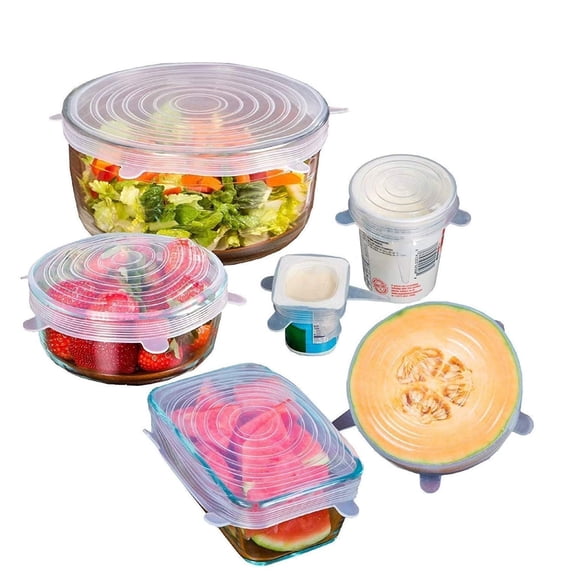 Bartans Silicone Stretch Lids, Waterproof Stretchable Food Covers, 6 Count
