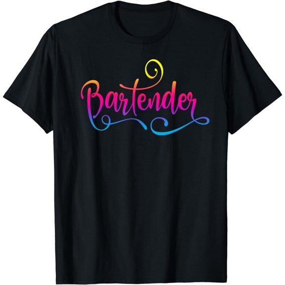 Bartender Beach Tropical Script Lettering Bar Restaurant T-Shirt