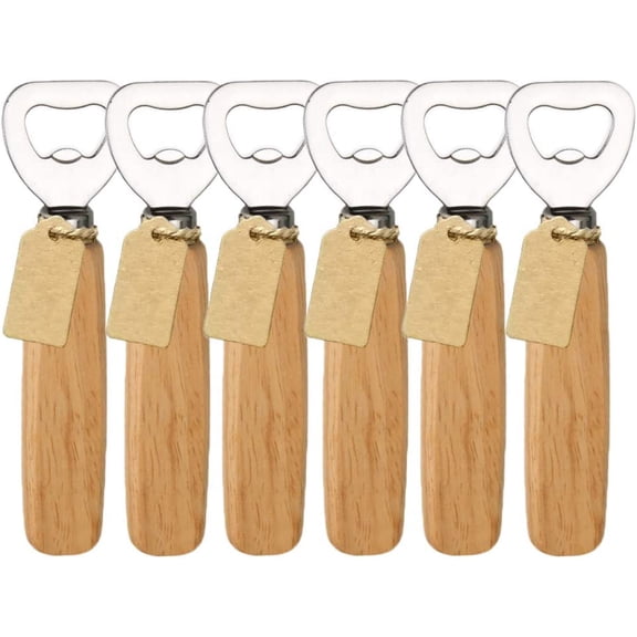Bartender Bottle Openers, Beer Bottle Openers, Cider, Soft Drinks -Wood Handle Handheld (set of 6)