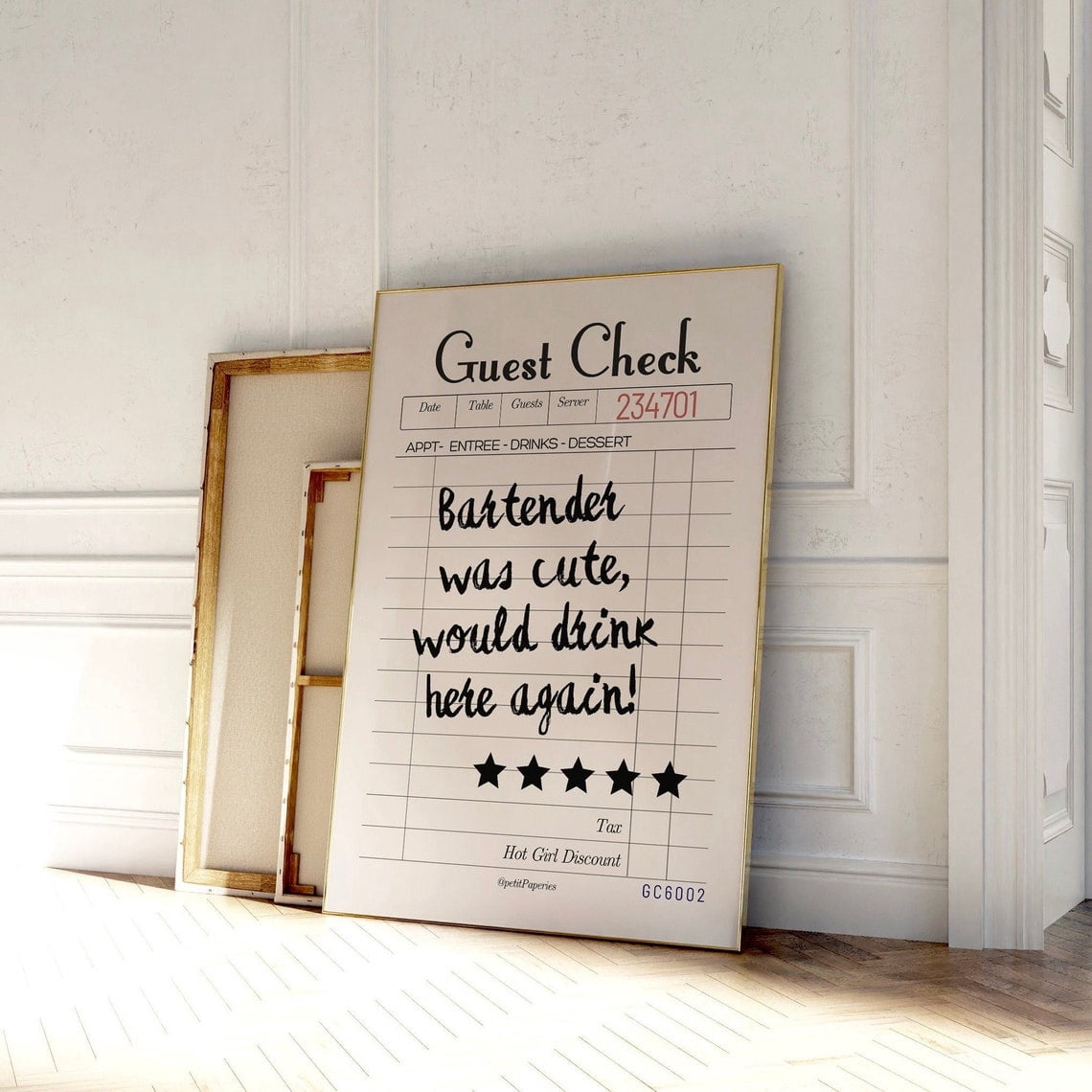Bartender Was Cute Guest Check Print, Modern Bar Cart Wall Art ...
