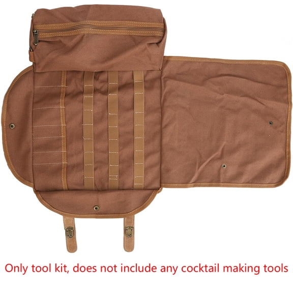 Bartender Kit Bag with Cocktail Shaker Set - Waxed Canvas, Traveling Bar Tools Bag - Travel Mixology Bartending Kits - Mobile Bar Roll with Strap & Accessories(No Tools Included,oniy bag)