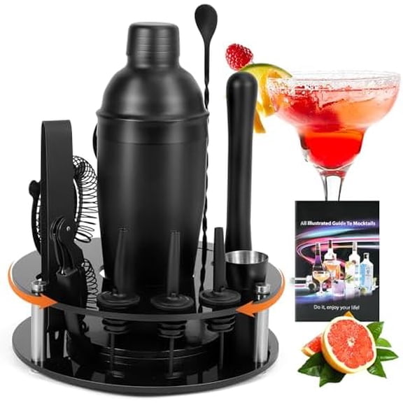 Bartender Kit,Cocktail Shaker Set 13-Piece Bar Tool Set with Acrylic Rotatable Stand for The Home,BarFrosted Black$$Home Decor, Kitchen, & Other