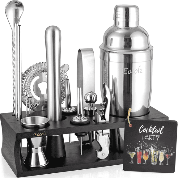 Bartender Kit Cocktail Shaker Set with Stand 17-Piece Bar Tool Bar Set for Drink