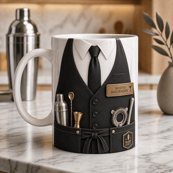 Bartender Mug Personalized Coffee Cup, Custom Name Bar Gift for Mixologist