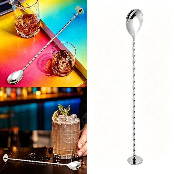 Bartender Tool 26cm Long Stirrer Middle For Easy Mixing Grip Spoon Long Handled Bar Spoon Stainless Stirrer Rotating Rod,plastic dining spoon